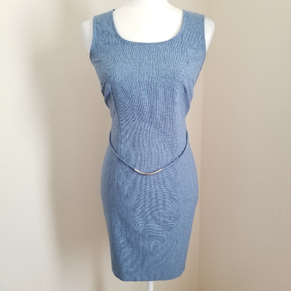 Light Blue Sleeveless Fitted Pencil Dress